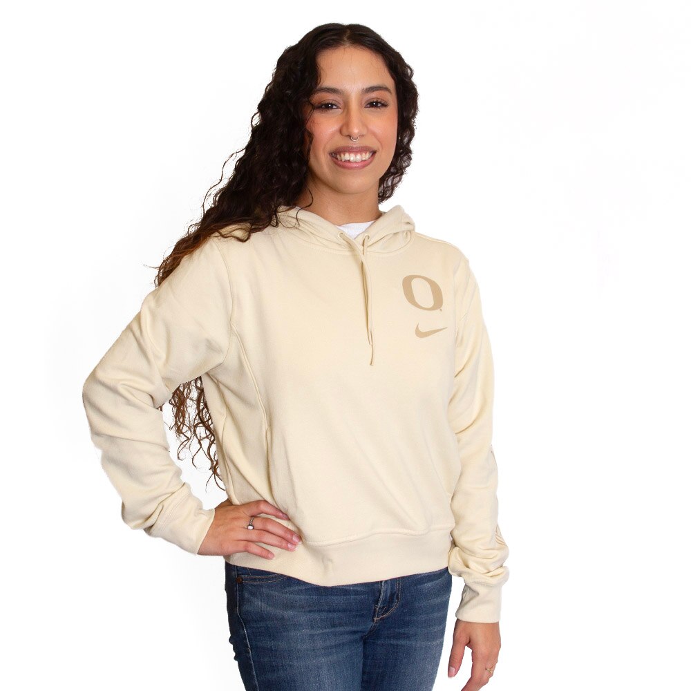 Classic Oregon O, Nike, White, Hoodie, Performance/Dri-FIT, Women, Tonal, Sweatshirt, Pullover, 795262